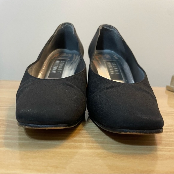 Stuart Weitzman women’s black fabric heels with leather soles size 6 1/2 B - Picture 7 of 10